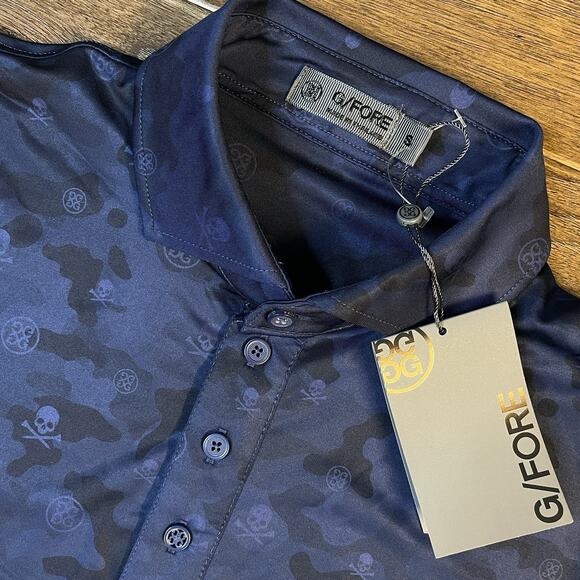 G/Fore Icon Camo Tech Jersey Golf Polo Skull Print G4MC0K060 Men's Small NWT - Picture 1 of 8